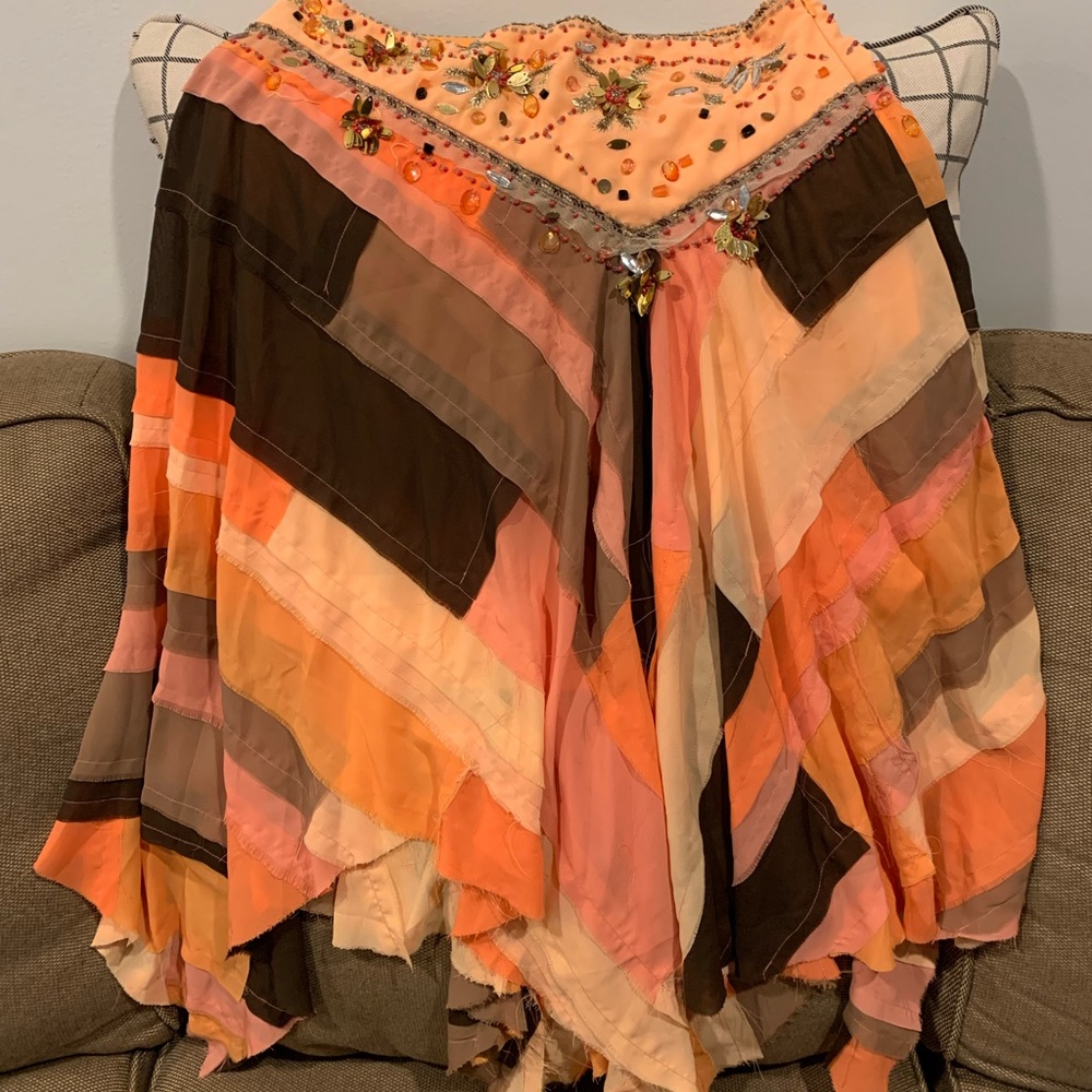 Cache colorblock frayed skirt